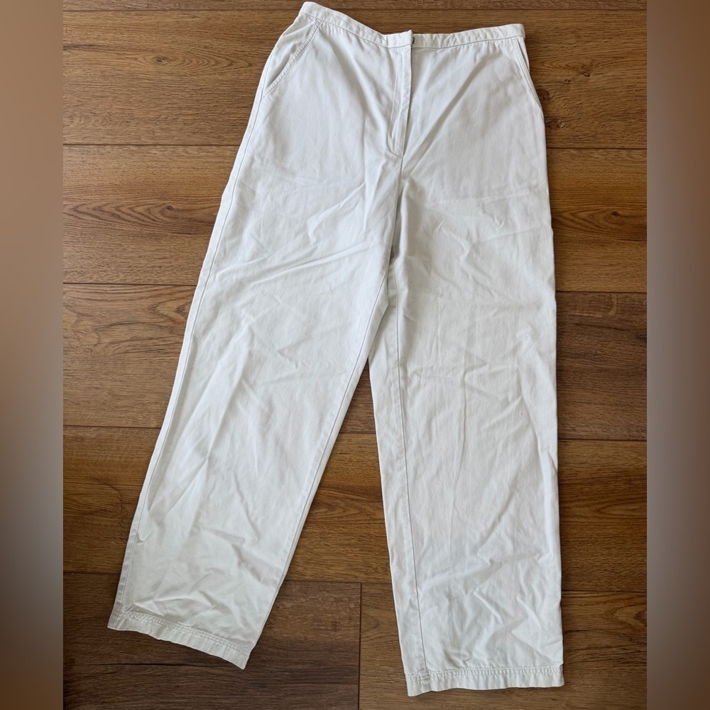 Vintage Eileen Fisher  Cream Chinos Cotton Panel Front Pant / small